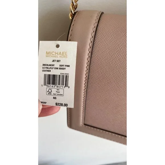 Michael Kors Womens Saffiano Leather Crossbody Bag - Pink Rectangle Purse - Picture 5 of 16